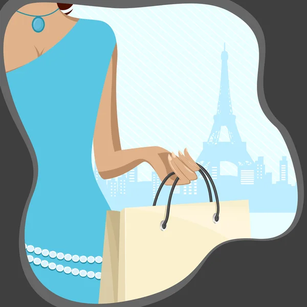 Κυρία με τσάντα για ψώνια — Διανυσματικό Αρχείο
