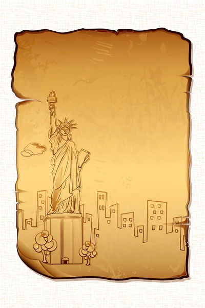 Estatua de la Libertad sobre la Carta — Archivo Imágenes Vectoriales