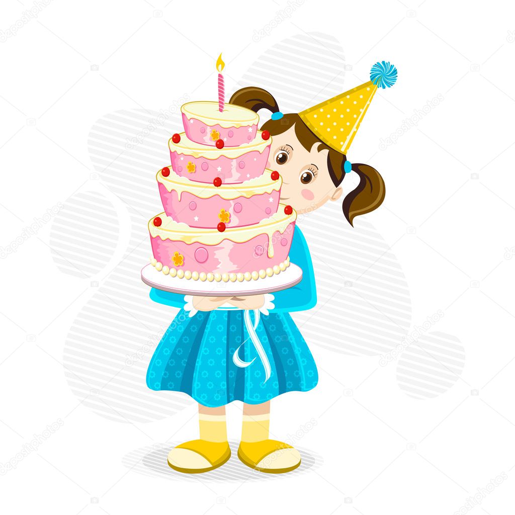 Girl holding Cake — Stock Vector © vectomart 6104554