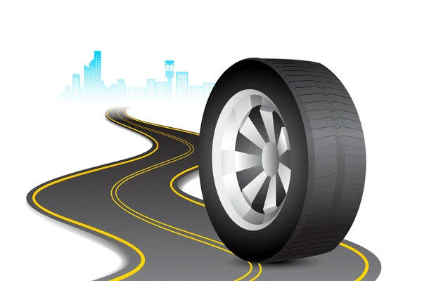 Tyre on Road — Stock Vector