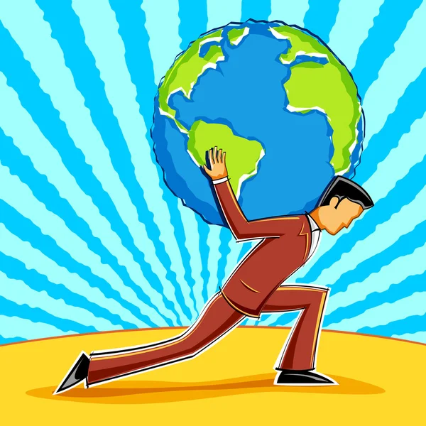 Business man holding Earth — Stock Vector