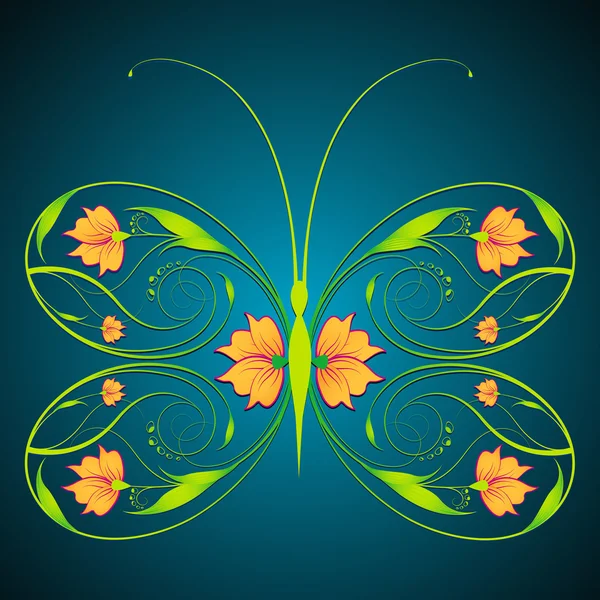 Çiçek kelebek — Stok Vektör