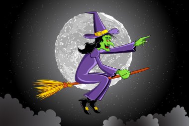 Witch Flying on Broomstick clipart