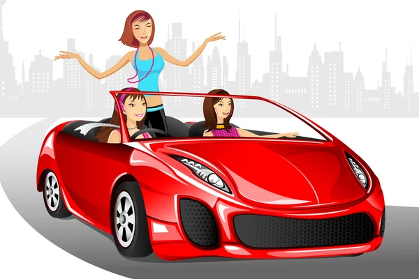 Dame urbaine en voiture — Image vectorielle