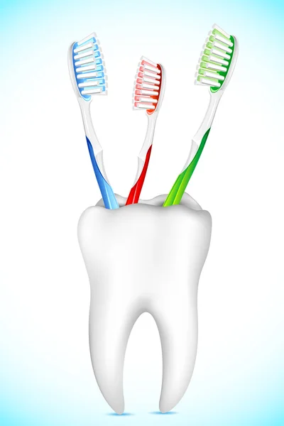 Зубна щітка в зубі стенд — стоковий вектор