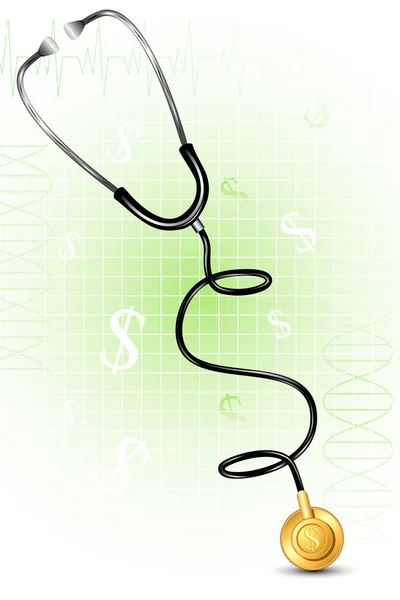 Stetoskop tworzących kształt Dolar — Wektor stockowy
