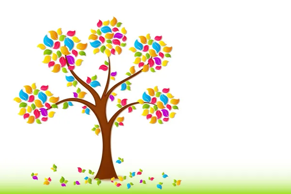 다채로운 봄 나무 — 스톡 벡터