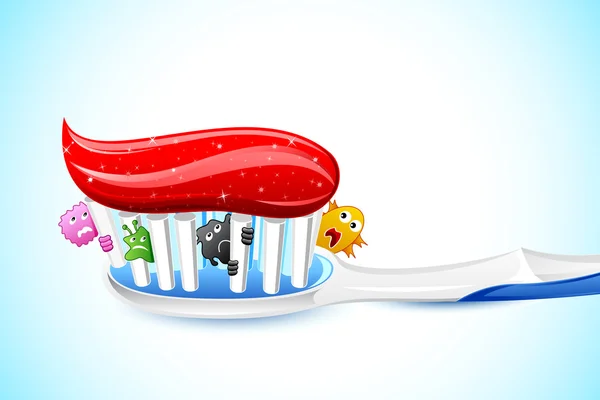 Gérmenes en el cepillo de dientes — Vector de stock