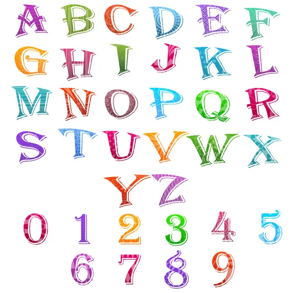 Alphabet and Number Set — Stock Vector