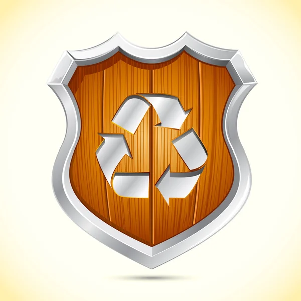 Escudo de madeira para reciclagem — Vetor de Stock