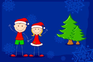 Kids enjoying Christmas clipart