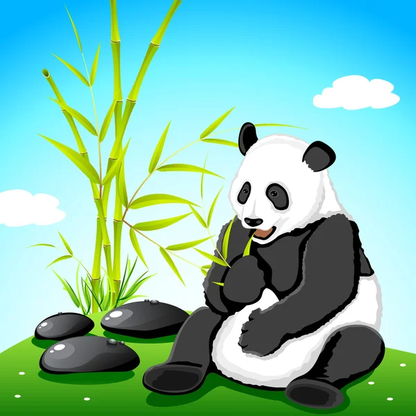 Panda comendo bambu — Vetor de Stock