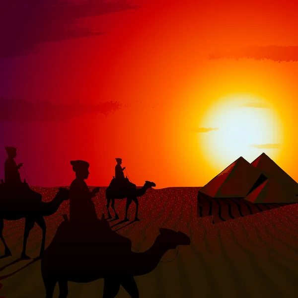Sonnenuntergang in der Wüste — Stockvektor