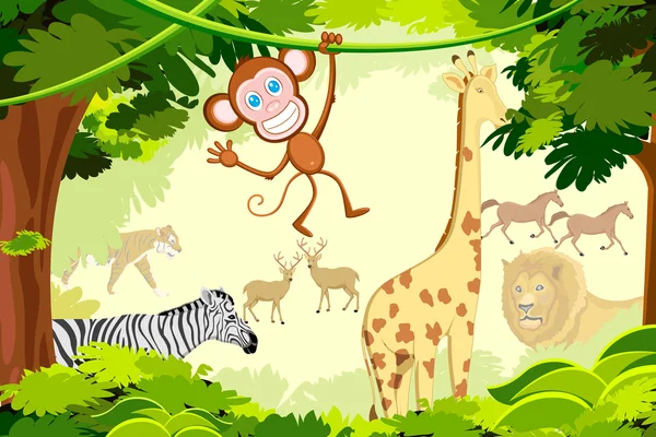 Safari en la selva — Vector de stock