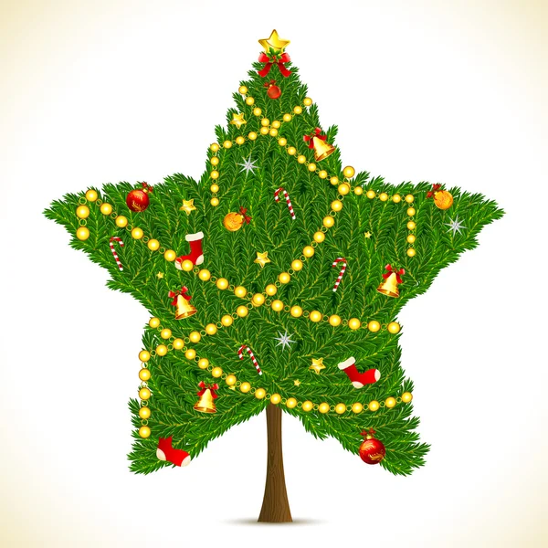 Stervorm kerstboom — Stockvector