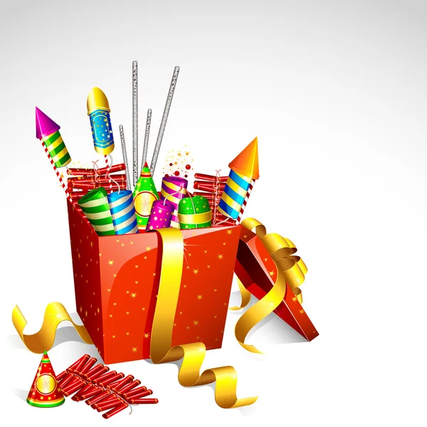 Firecracker in doos van de gift — Stockvector