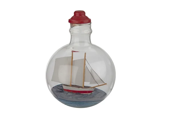A hajó belsejében egy üveg. — Stock Fotó