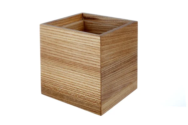 Open wooden box isolated — Stock Photo, Image