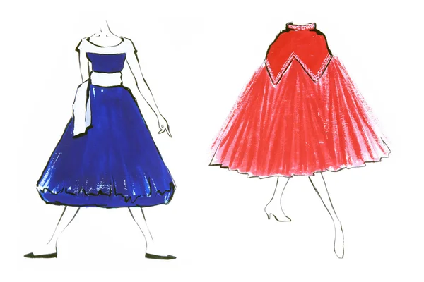 50's fashion sketch — Stock Photo, Image