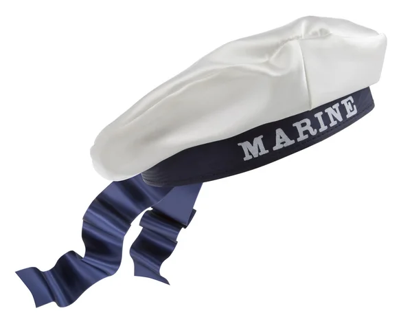Sombrero náutico blanco con cinta azul —  Fotos de Stock