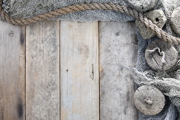 Cork, fishing net and rope — Stock Photo, Image