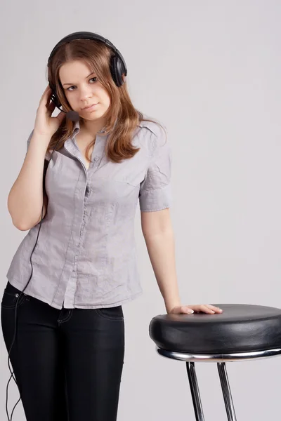 The girl in headphones — Stock Photo, Image