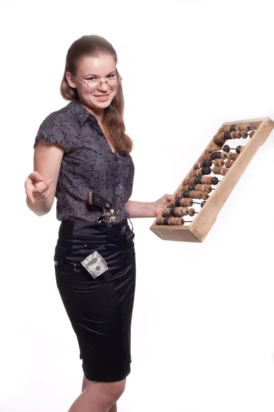 Büyük ahşap abacus kızla — Stok fotoğraf