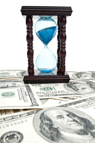 Dolars와 모래 시계 — 스톡 사진