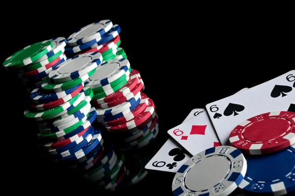 Trzy szóstki i awarii w pokera — Zdjęcie stockowe