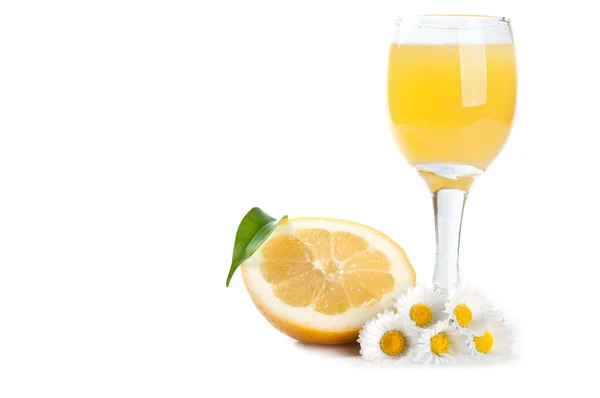 stock image Lemon and juice in a glass