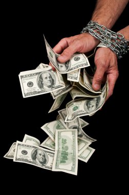 Hands with dollars in chain clipart