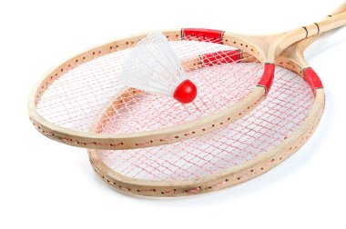 eski badminton ve kırmızı raketle