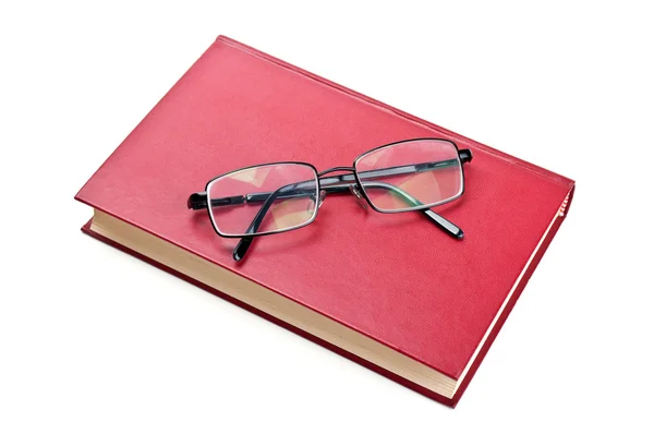 メガネと赤い本 — ストック写真