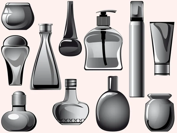 stock vector Flasks, jars, containers, tubes of body care products.