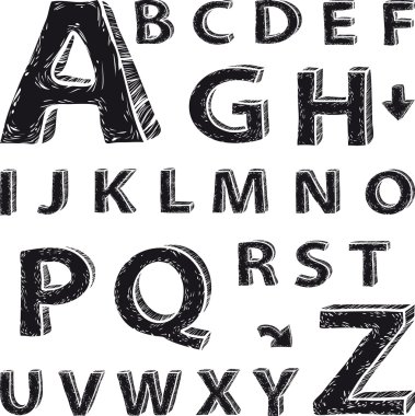 Font composition based on drawing the Latin alphabet clipart