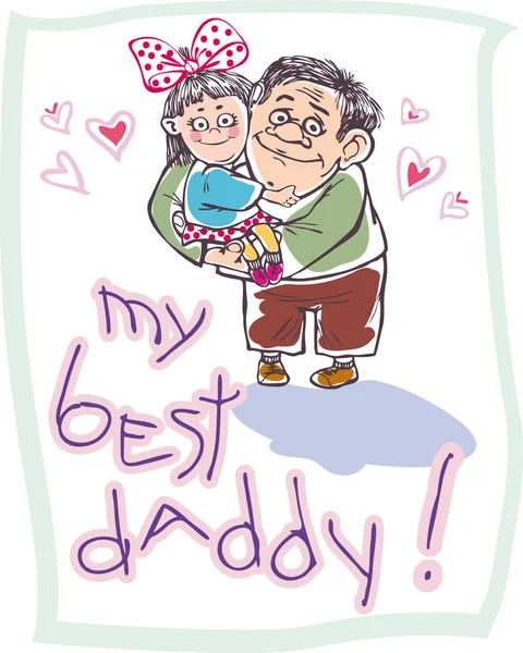 Papá y su hija en sus brazos . — Vector de stock