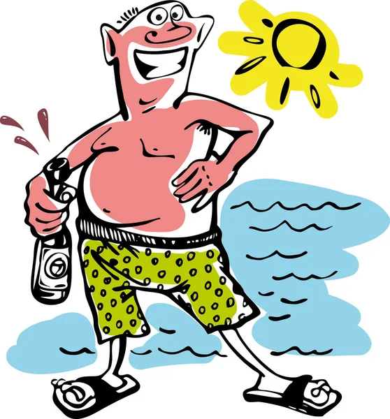 Щасливий чоловік на пляжі — стоковий вектор