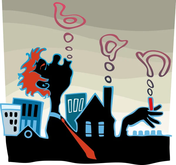 Smoker against the city. — Stock Vector