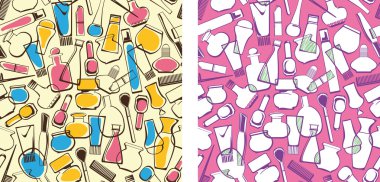 Seamless pattern of care products and cosmetics clipart