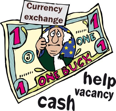 The comic image of the U.S. dollar. clipart