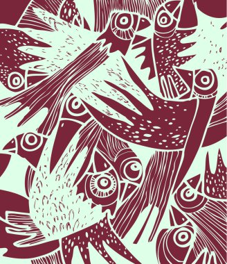 Decorative design. A flock of frightened crows clipart