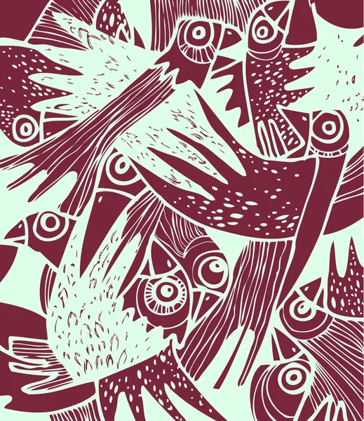 Diseño decorativo. Una bandada de cuervos asustados — Archivo Imágenes Vectoriales