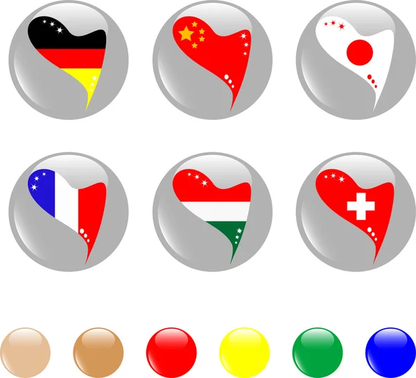Ulusal kalp bayrak simgesi parlak düğme — Stok Vektör