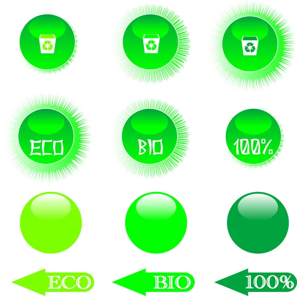 Set eco green buttons — Stock Vector