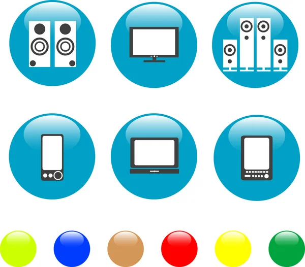 Elektronika média technické vybavení ikonu zvuku a videa — Stockový vektor