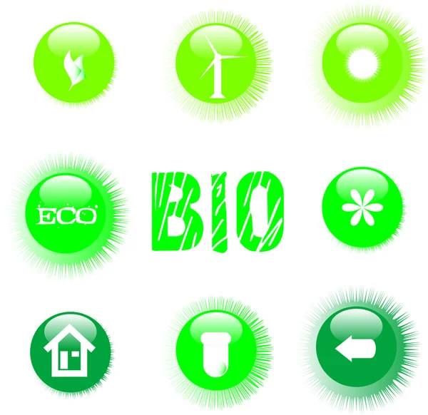 Eco icon set green button — Stock Vector