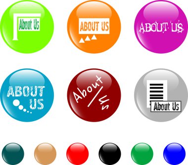 Button about us colored icon clipart