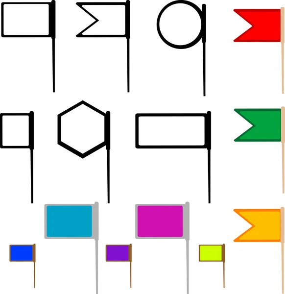 Uppsättning tecknade flaggor isolerad på vit — Stock vektor