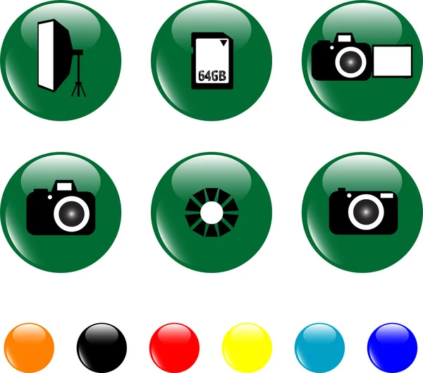 Photo icon set objects button — Stock Vector