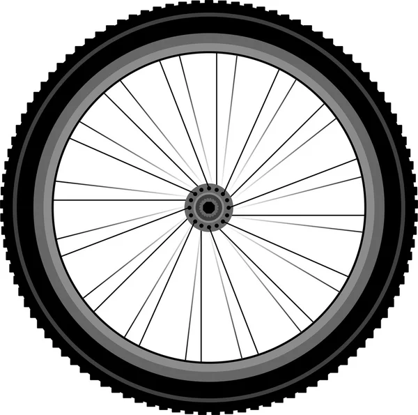 Roda dianteira detalhada de uma bicicleta de montanha —  Vetores de Stock